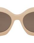 Triomphe Beige Round Sunglasses