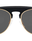 Leather Metal Gold Pilot Sunglasses