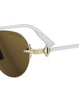 CD Diamond R5U Gold Brown Round Sunglasses