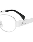 Metal Triomphe Shiny Palladium Oval Eyeglasses