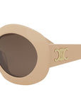 Triomphe Beige Round Sunglasses