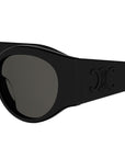Triomphe Stamp Black Round Sunglasses