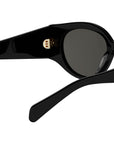 Triomphe Stamp Black Round Sunglasses