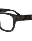 Fendi Diagonal Havana Rectangular Eyeglasses