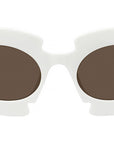 Curvy White Geometric Sunglasses