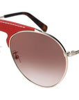 Leather Metal Gold Pilot Sunglasses