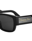 Christian Dior Label S1I Shiny Black Rectangular Sunglasses