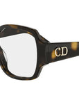 DiorGlowO S3I Dark Havana Geometric Eyeglasses