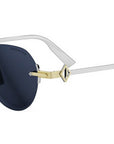 CD Diamond R5U Gold Blue Round Sunglasses