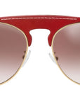 Leather Metal Gold Pilot Sunglasses
