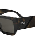 Fendi Diagonal Havana Rectangular Sunglasses