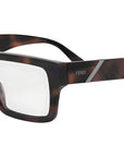 Fendi Diagonal Havana Rectangular Eyeglasses